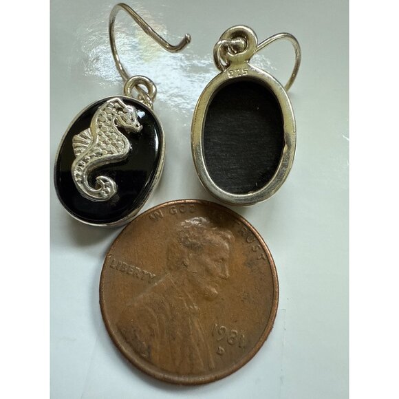 Sterling Silver Seahorse Earrings - Picture 2 of 3